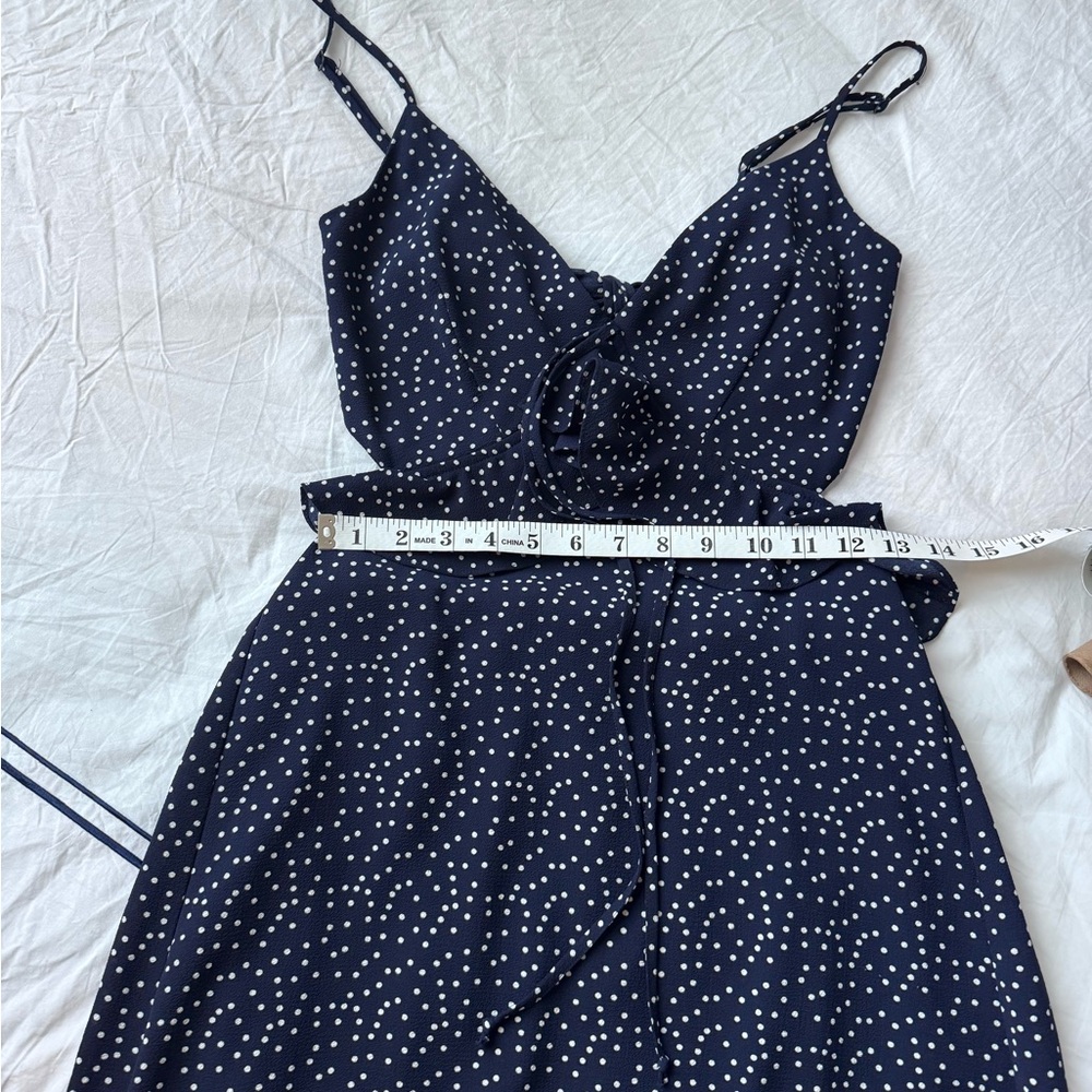 Chic Backless Navy Polka Dot Dress